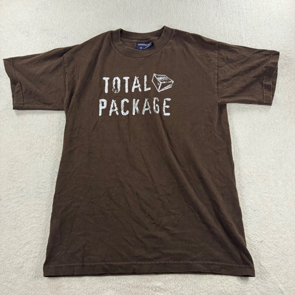 Aeropostale Y2K Style Total Package Graphic TShirt Men's Medium Brown Cotton Top - Picture 1 of 5